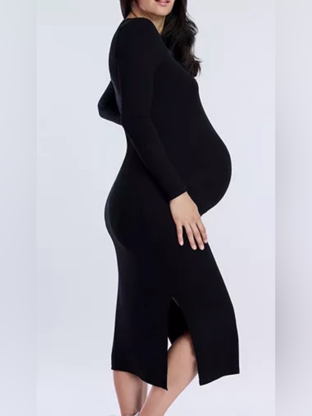 Motherhood Maternity Ribbed Black Long Sleeve Dress